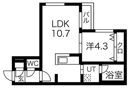 ステージア東札幌(1LDK/3階)の間取り写真