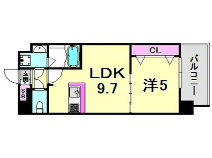 スプランディット王子公園(1LDK/3階)の間取り写真