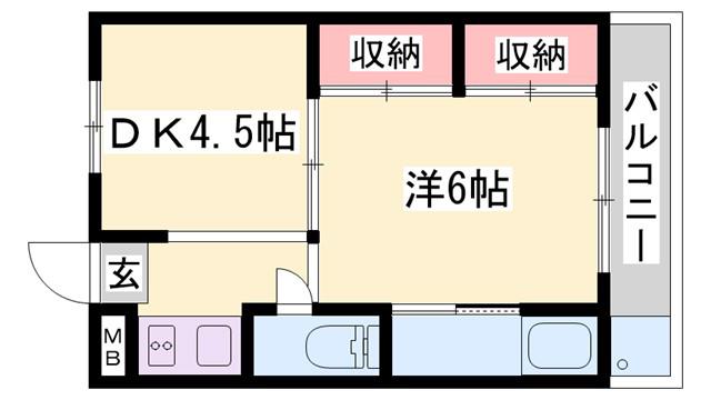 ビレッジハウス今在家(1DK/2階)の間取り写真