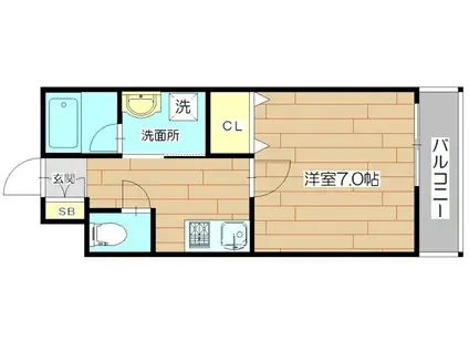 ウェルスクエア高槻(1K/4階)の間取り写真