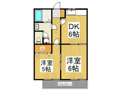 エスポワール(2DK/1階)の間取り写真