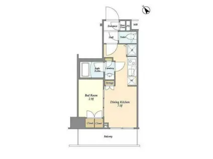 ディームス駒込(1DK/6階)の間取り写真