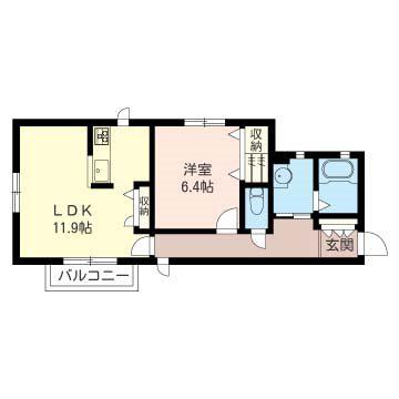WIND COURT L(1LDK/2階)の間取り写真