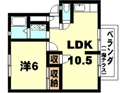 サンシティ平井B棟(1LDK/2階)の間取り写真