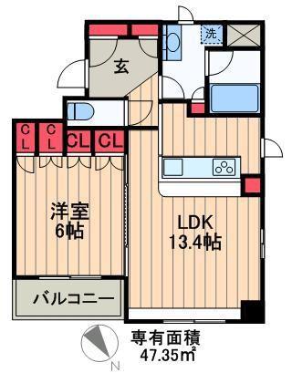 ドゥーエ銀座イーストII(1LDK/5階)の間取り写真