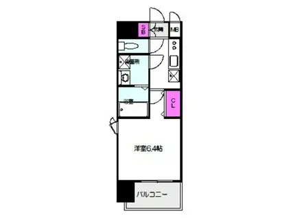 レジュールアッシュ大阪城北(1K/12階)の間取り写真