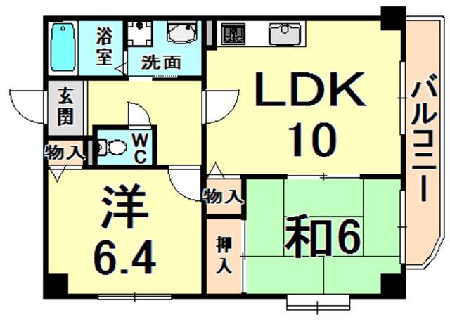 グレンツェンオクムラ(2LDK/3階)の間取り写真