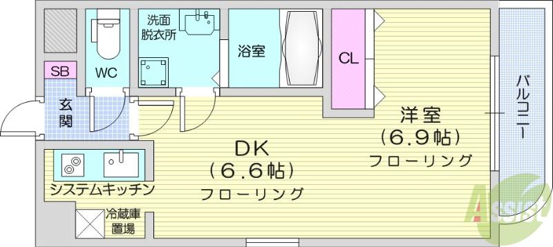 スワローヒルズMH(1DK/3階)の間取り写真