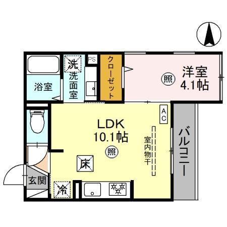 D-ROOM山田町(1LDK/1階)の間取り写真