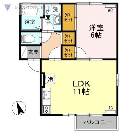 サンモール・カナ(1LDK/2階)の間取り写真
