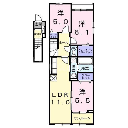 エリオス(3LDK/2階)の間取り写真
