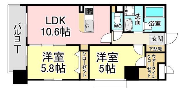 WIN黒崎(2LDK/2階)の間取り写真