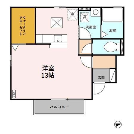 ボヌールピエースB(ワンルーム/1階)の間取り写真