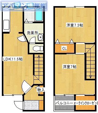 ボヌールナルミB(2LDK/1階)の間取り写真