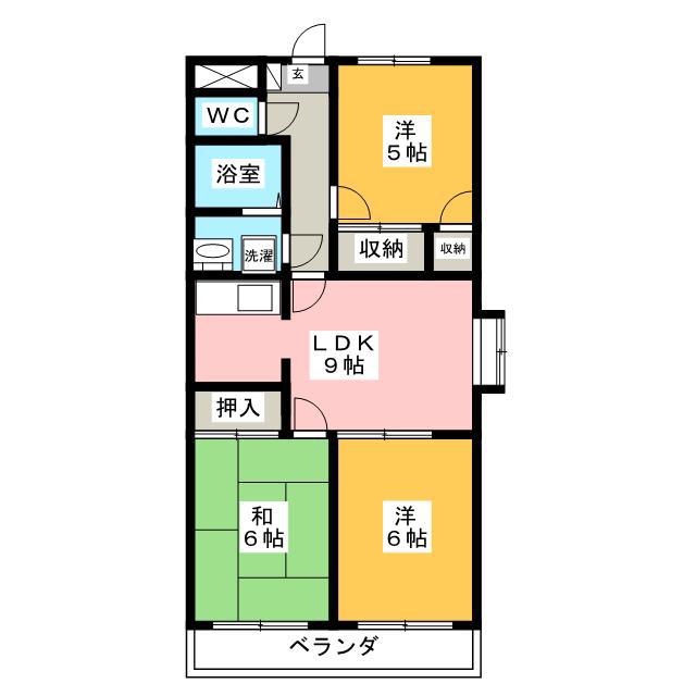 シーザースパレス野町(3LDK/2階)の間取り写真