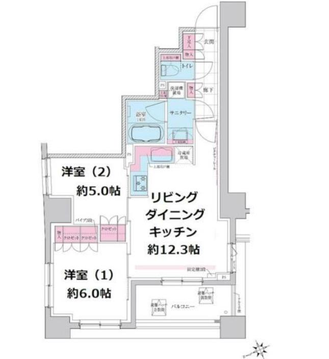 ステラメゾン三軒茶屋(2LDK/2階)の間取り写真
