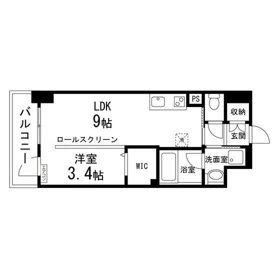 ルキシア大町西公園(1LDK/10階)の間取り写真