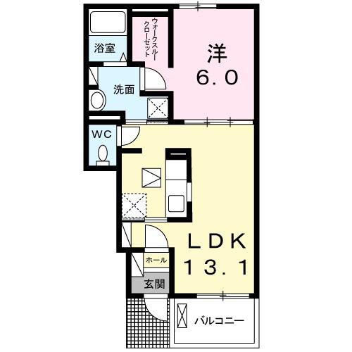 サンライズIII(1LDK/1階)の間取り写真
