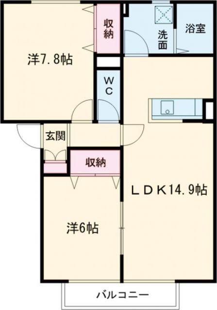 サテライト ミーホB(2LDK/2階)の間取り写真