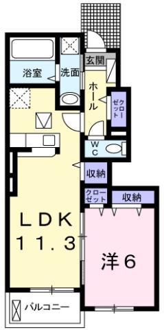 ミライエ沖浜I(1LDK/1階)の間取り写真