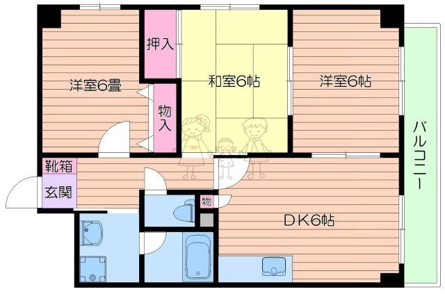 レグルス北池(3DK/3階)の間取り写真