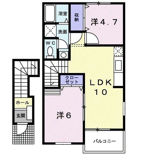 エターナルレジデンスA(2LDK/2階)の間取り写真