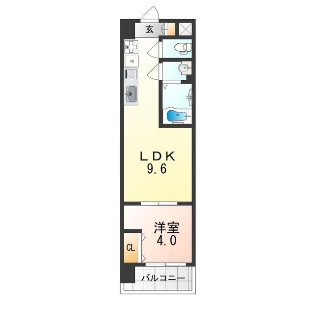AND TERRACE 文の里(1LDK/9階)の間取り写真