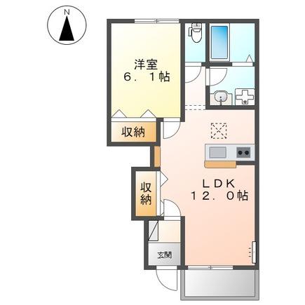 カネイコート日開野II(1LDK/1階)の間取り写真