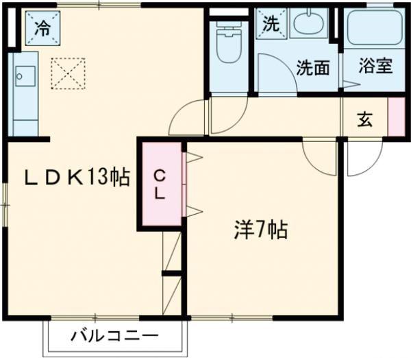 スクエア(2DK/1階)の間取り写真