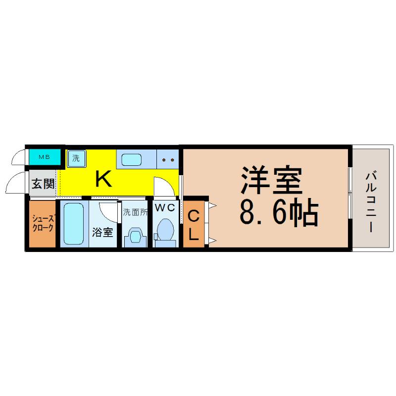 セレニティー名駅(1K/8階)の間取り写真