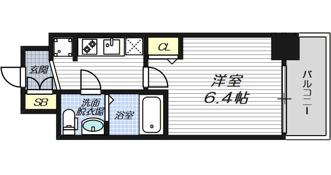 エグゼ大阪DOME CITYシエル(1K/10階)の間取り写真