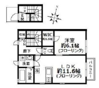 ユーアイヴィレッジC棟(1LDK/1階)の間取り写真