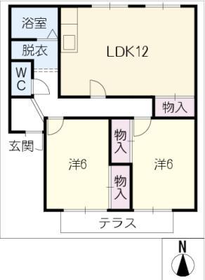 ヴィラ藤里I(2LDK/1階)の間取り写真