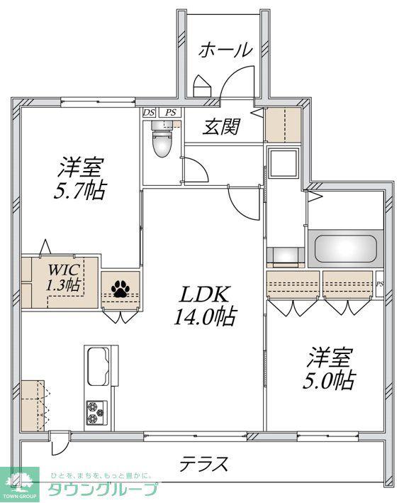 東武東上線 上福岡駅 徒歩14分 2階建 新築(2LDK/1階)の間取り写真