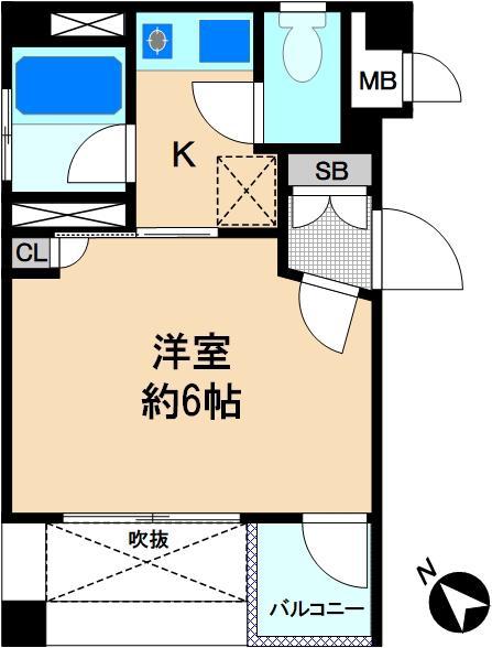 パレス新川崎(1K/2階)の間取り写真