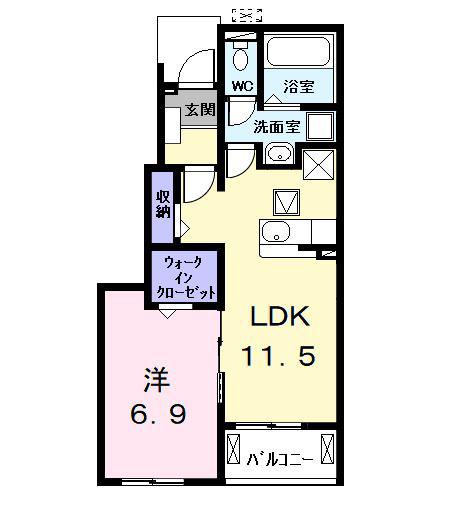 ジュネス・クレア(1LDK/1階)の間取り写真