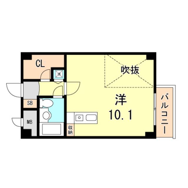 ホープ芦屋(ワンルーム/3階)の間取り写真