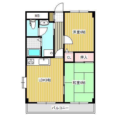 ハマナカビーチフラット(2LDK/2階)の間取り写真