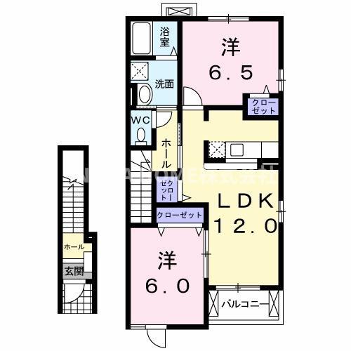 ベルフィオーレS2 3番館(2LDK/2階)の間取り写真