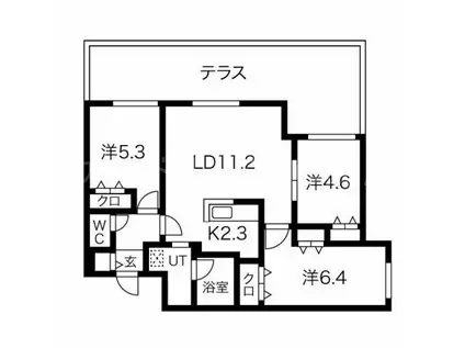ブランシャール菊水CHER(3LDK/1階)の間取り写真
