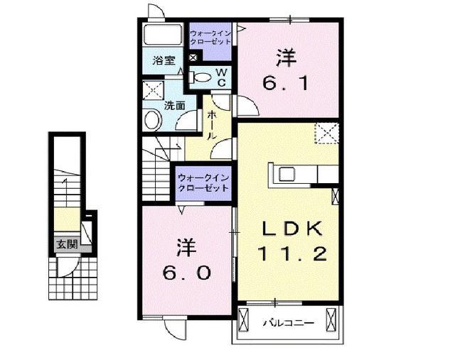 メゾンレーヴ(2LDK/2階)の間取り写真