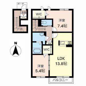 フルゥール藤原京(2LDK/2階)の間取り写真