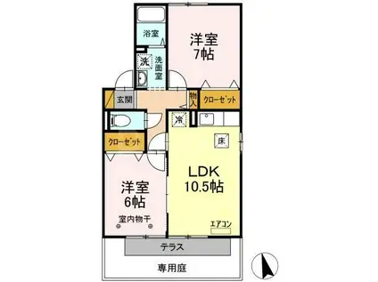 メゾン・ルミエール(2LDK/1階)の間取り写真