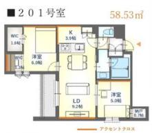 内代レジデンスノース(2LDK/2階)の間取り写真