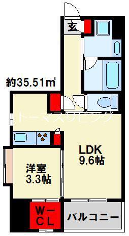 アミュゼ城野(1LDK/8階)の間取り写真