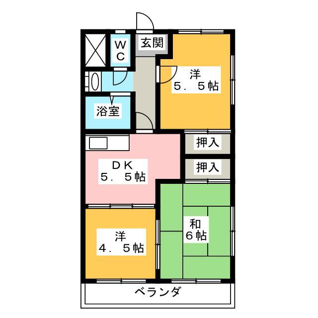 メゾン宿地(3DK/2階)の間取り写真
