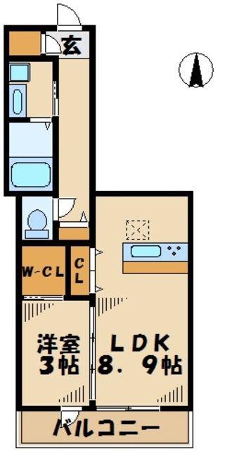 DROOM南大沢(1LDK/3階)の間取り写真