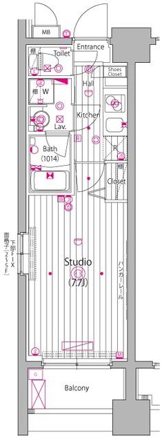 ガーラステーション横浜反町(1K/7階)の間取り写真
