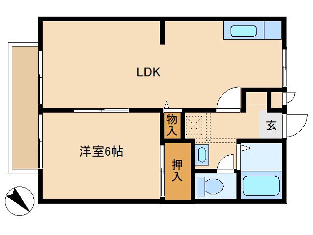 さぎしろハイム2(1LDK/2階)の間取り写真