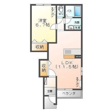 CREDO御茶園(1LDK/1階)の間取り写真